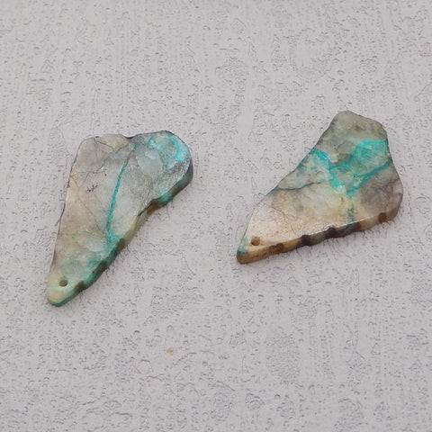 Natural Chrysocolla Earring Beads 30*16*3mm, 4.6g