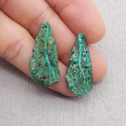 Natural Chrysocolla Earring Beads 30*16*3mm, 4.6g