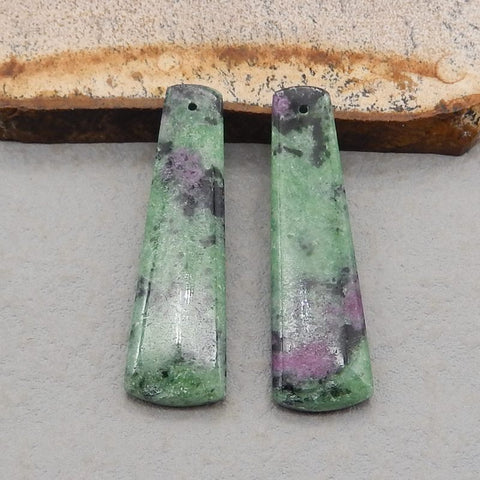 Natural Ruby And Zoisite Earring Beads 43x13x5mm, 11.9g