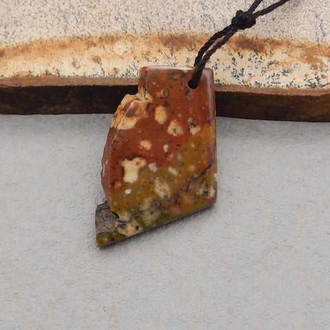 Natural Ocean Jasper Pendant Bead 28*17*4mm, 3.5g