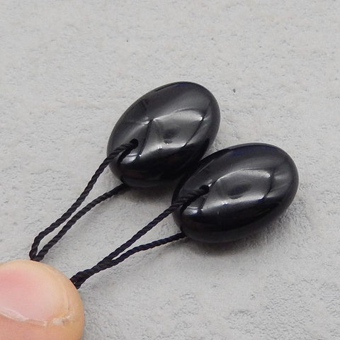 Natural Obsidian Earring Beads 22x13x5mm, 4.1g