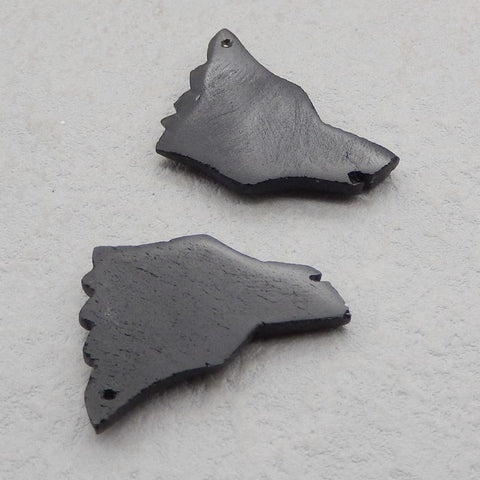 Natural Obsidian Carvd wolf head Earring Beads 30*22*5mm, 6.9g