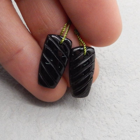 Natural Obsidian Earring Beads 20*10*3mm, 2.5g