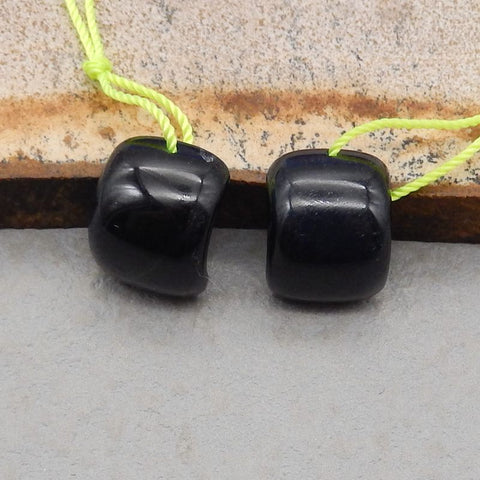 Natural Obsidian Earring Beads 15*12*4mm, 3.2g