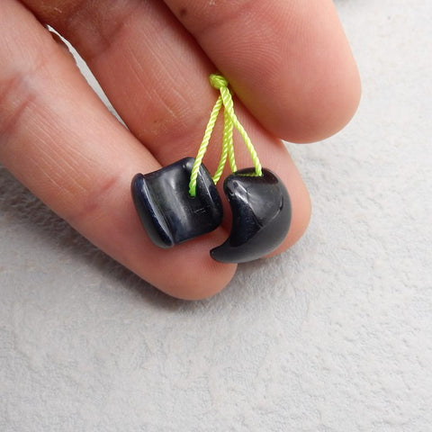 Natural Obsidian Earring Beads 15*12*4mm, 3.2g