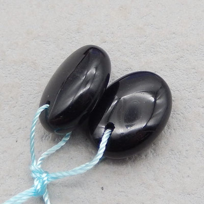 Paire de boucles d'oreilles ovales en obsidienne naturelle, pierre pour la fabrication de boucles d'oreilles, 22x13x5mm, 4.1g