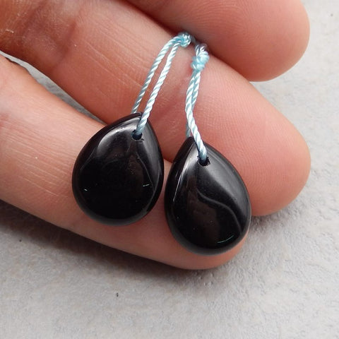 Paire de boucles d'oreilles en forme de goutte d'obsidienne, pierre pour la fabrication de boucles d'oreilles, 19X12X4mm, 2.9g