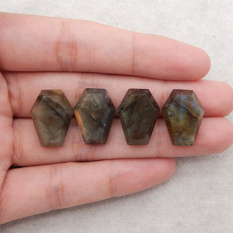 4 PCS Natural Flash Labradorite Cabochons, 20×15×6mm,12.4g