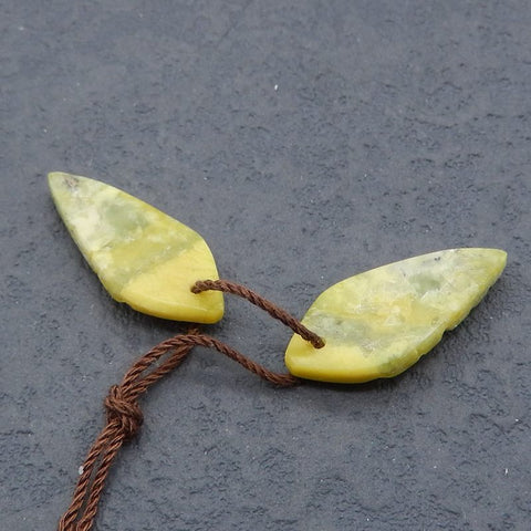 Natural Serpentine Carved leaf Earring Beads 24*13*3mm, 3.2g