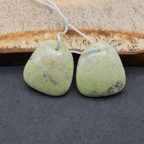 Natural Serpentine Earring Beads 15x21x4mm, 4.0g