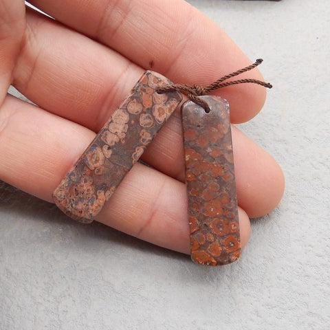 Natural Rhyolite Bird's Eye Jasper Earring Beads 40x10x4mm, 6.7g