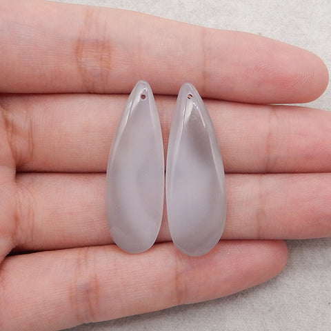 Natural Agate  Earring Beads, Jewelry DIY Making, White Stone Earrings, 37×13×4mm, 6g