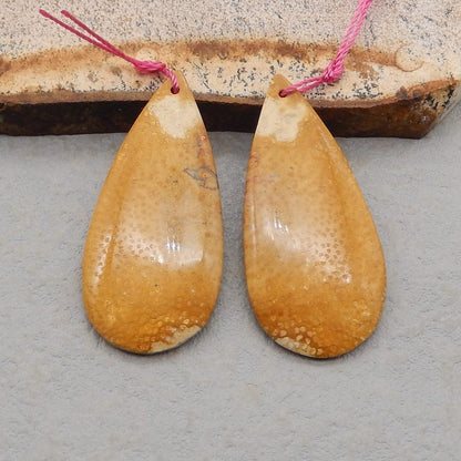 Paire de boucles d'oreilles en pierres précieuses de noix de coco naturelle, 41 x 22 x 6 mm, 14,6 g