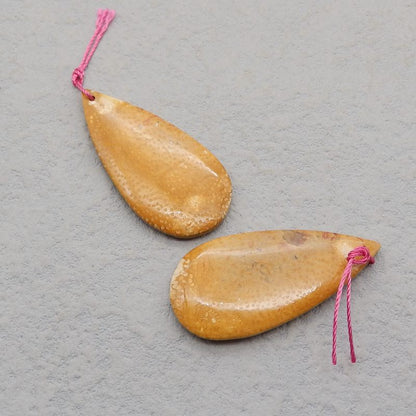 Paire de boucles d'oreilles en pierres précieuses de noix de coco naturelle, 41 x 22 x 6 mm, 14,6 g