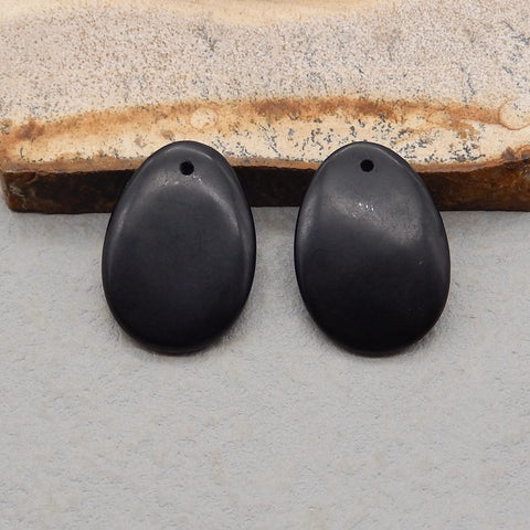 Natural Obsidian Earring Beads 25x18x4mm, 6.1g