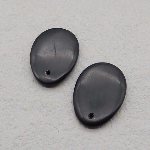 Paire de boucles d'oreilles en pierres précieuses ovales en obsidienne naturelle, 25x18x4 mm, 6,1 g