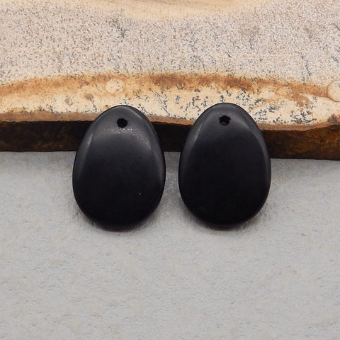 Natural Obsidian Earring Beads 20*15*4mm, 4.4g