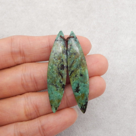 New 1 Pair Natural African Turquoise Gemstone Earring Beaads, Popular Gemstone Earring Pair, Drilled Gemstone Pair, 46×11×4mm, 5.6g