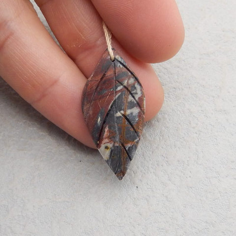 Natural Picasso Jasper Pendant Bead 35*17*7mm, 5.2g