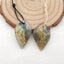 Paire de boucles d'oreilles feuille sculptée en labradorite, 25x14x4 mm, 4,6 g