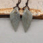 Natural Labradorite Carved leaf Earring Beads 34x13x4mm, 5.9g