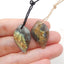 Paire de boucles d'oreilles feuille sculptée en labradorite, 25x14x4 mm, 4,6 g