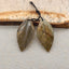 Natural Labradorite Carved leaf Earring Beads 29x17x4mm, 6.1g