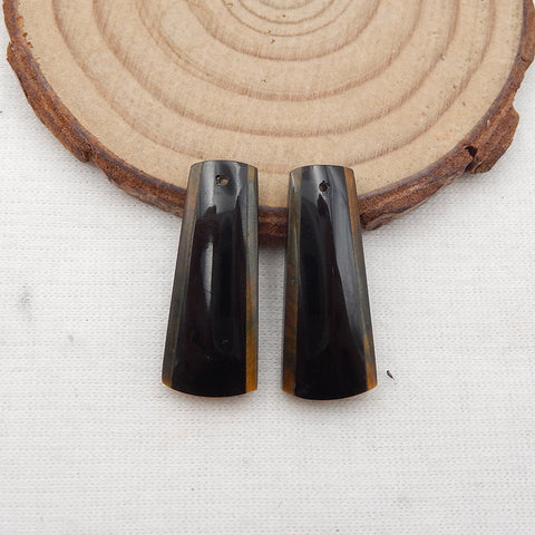 Intarsia of Obsidian and Tiger-Eye Earring Beads 25x10x5mm, 4.5g