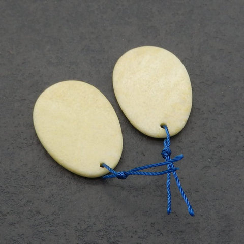 Paire de boucles d'oreilles ovales Serpentine Simple Carvings Stone, pierre pour la fabrication de boucles d'oreilles, 25x18x2.5mm, 4.4g