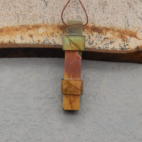 Intarsia of Labradorite and Red Creek Jasper Pendant Bead 33*8*8mm, 4.0g