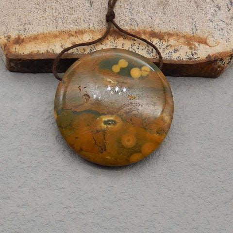 Natural Ocean Jasper Pendant Bead 35*35*8mm, 16g