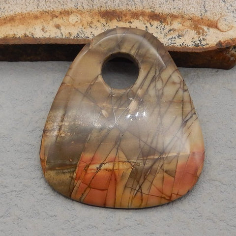 Natural Red Creek Jasper Pendant Bead 48x47x5mm, 17g