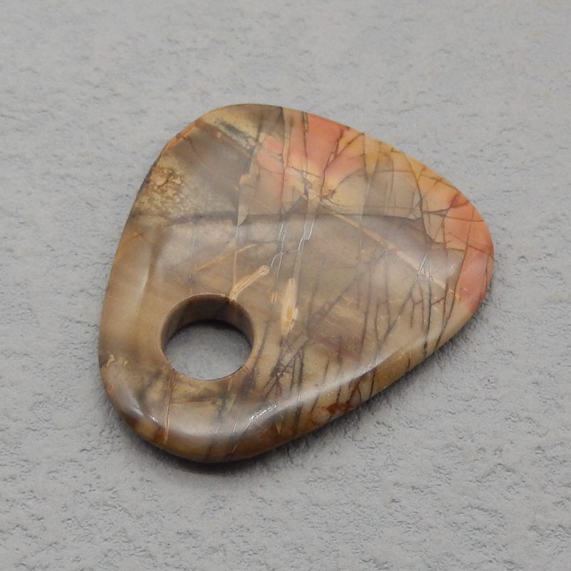 Natural Red Creek Jasper Pendant Bead 48x47x5mm, 17g