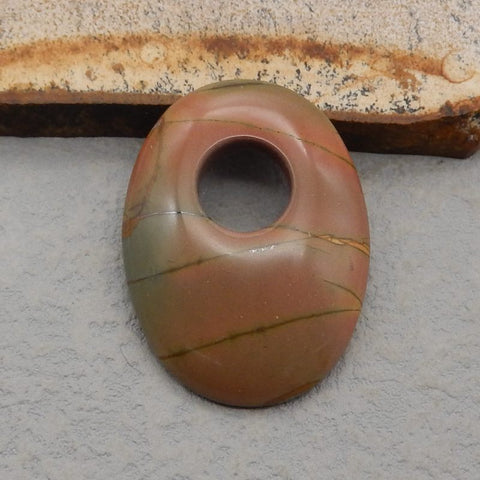 Natural Red Creek Jasper Pendant Bead 40*30*7mm, 11.2g