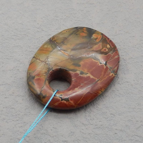 Natural Red Creek Jasper Pendant Bead 40*30*7mm, 11.2g