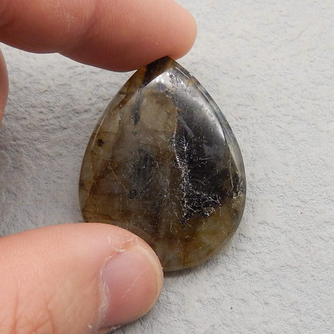 Natural Labradorite Pendant Bead,Side Drilled Gemstone Pendant,40x30x7mm, 13.3g