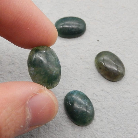 4 PCS Natural Moss Agate Cabochons 18*15*6mm, 8.4g