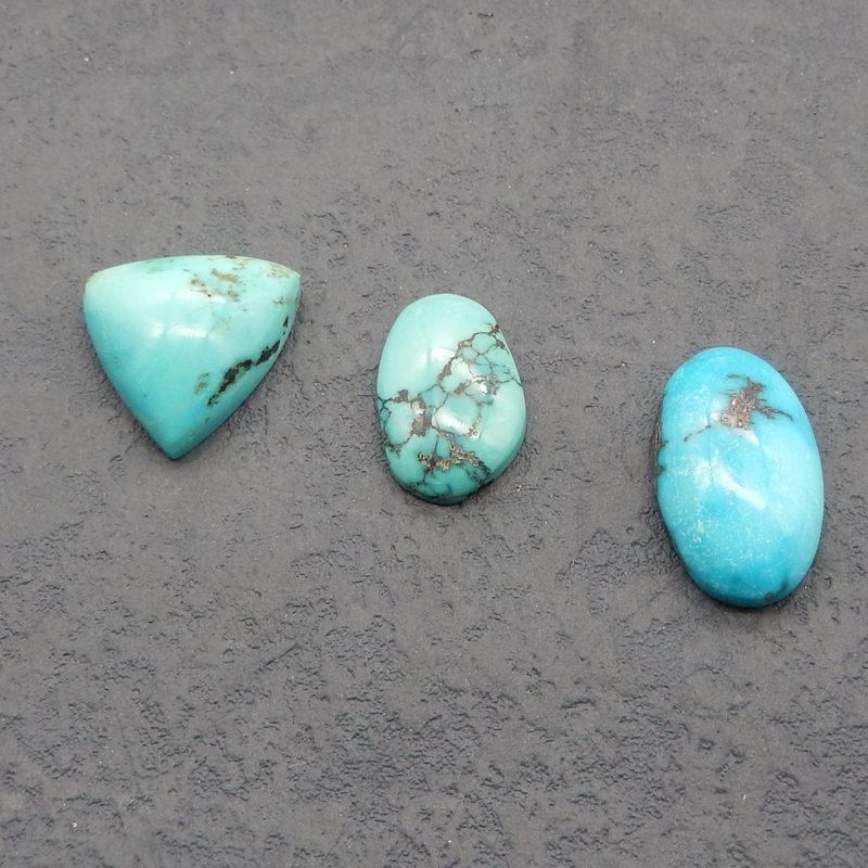 3 PCS Natural Turquoise Cabochons 22*14*7mm, 19*12*4mm, 8.3g