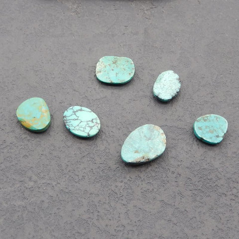 6 PCS Natural Turquoise Cabochons 19*14*4mm, 15*10*4mm, 7.2g