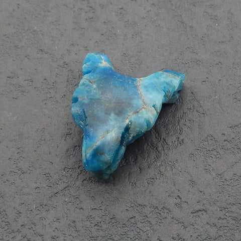 Pendentif tête de loup sculpté en cristal d'apatite bleue, 23x16x8mm, 3.8g