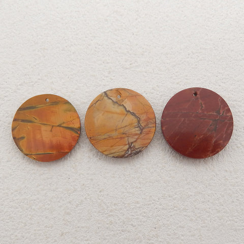 On sale! 3PCS Multi Color Picasso Jasper(Red Creek Jasper) Pendant Beads Set, Drilled Stone Pendants, Gem Jewelry Gift, 22x5mm,9.5g