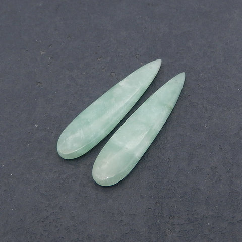 Green Onyx Teardrop Earrings Bead,  Drilled Stone Earring Pair, 39x9x4mm, 4.4g