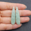 Green Onyx Teardrop Earrings Bead,  Drilled Stone Earring Pair, Gem Jewelry Gift, 39x9x4mm, 4.4g