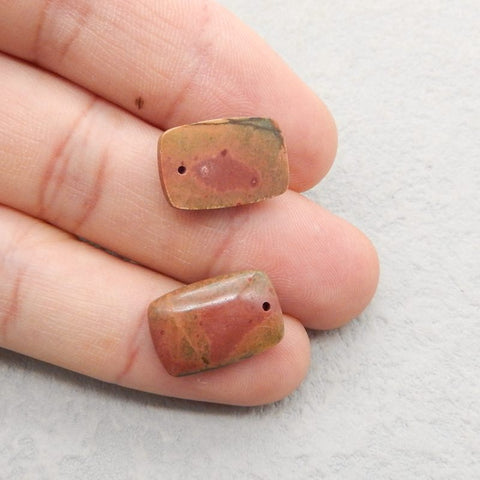 Natural Red Creek Jasper Earring Beads 18X12X4mm, 3.8g