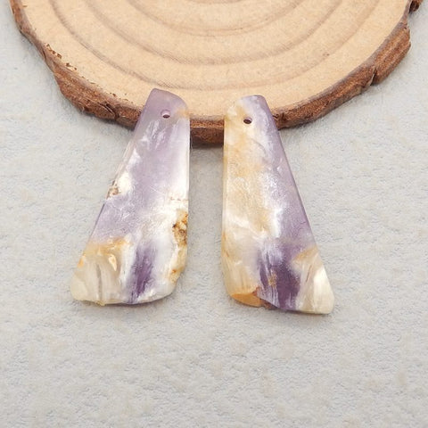 New Natural Stone Amethyst Earring Beads, Drilled Earrings For Jewelry DIY Making, Purple Stone Earrings, 28x23x3mm, 7.6g