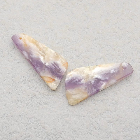 New Natural Stone Amethyst Earring Beads, Drilled Earrings For Jewelry DIY Making, Purple Stone Earrings, 28x23x3mm, 7.6g