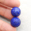 Bijoux faits à la main de pierres précieuses naturelles sculptées perle de boucle d'oreille en Lapis Lazuli, perles rondes percées, 14mm, 8.6g