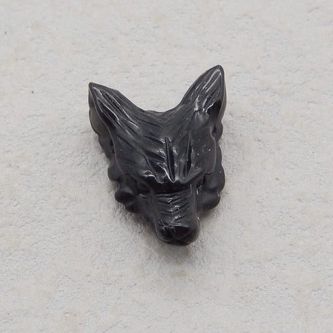 Natural Obsidian Carved wolf head Pendant Bead 21x16x8mm, 2.6g