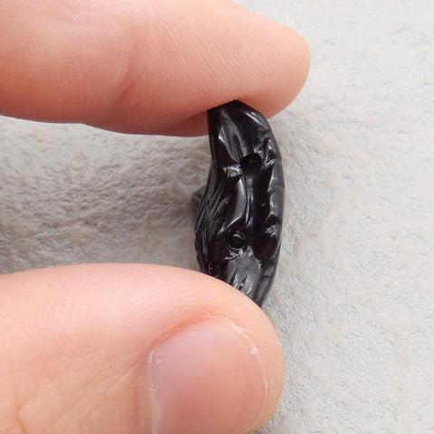 Natural Obsidian Carved wolf head Pendant Bead 21x16x8mm, 2.6g