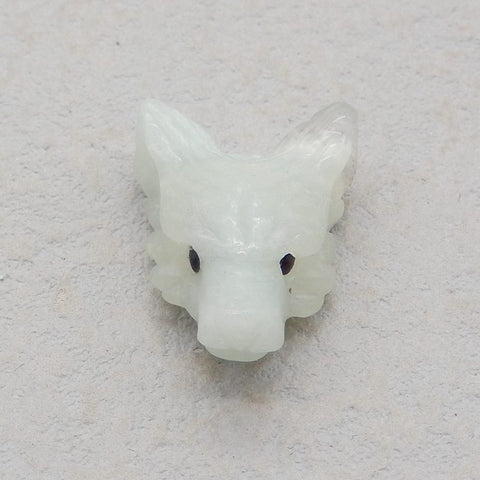 Natural Amazonite Carved Wolf Head Pendant Bead 23*17*10mm, 4.0g